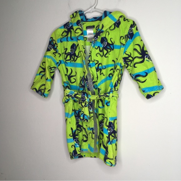 Nautica Lime Green And Blue Octopus Robe 7/8 - Picture 2 of 6